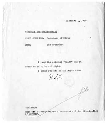 Memorandum from President Harry S. Truman to Secretary of State James Byrnes