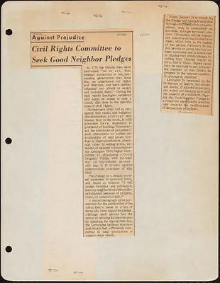 Newspaper clippings about activities of the Lexington Civil Rights Committee
