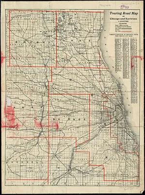 Touring road map of Chicago and environs