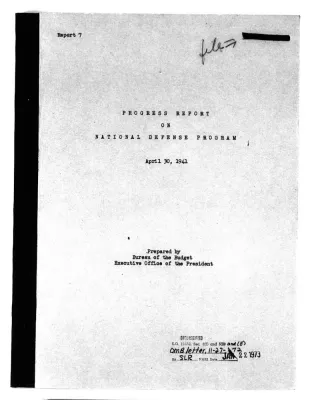 Bureau of the Budget- Progress reports on the National Defense Program, April 30, 1941