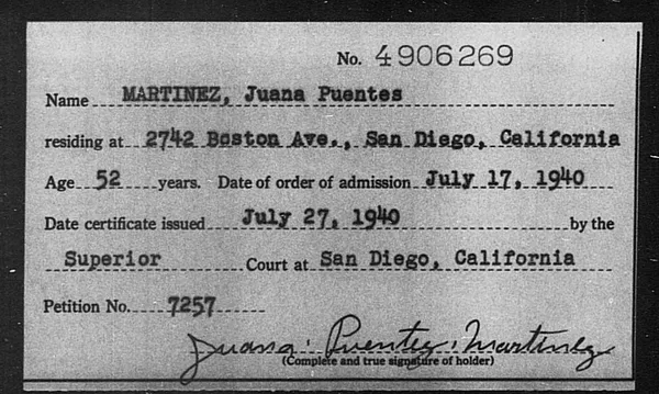 Martinez, Juana Puentes - 1940