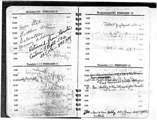 Lyndon Johnson's 1954 Desk Diary II, beginning 2/8/1954