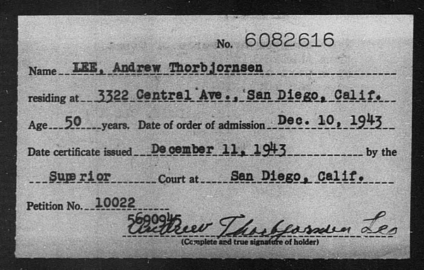 Lee, Andrew Thorbjornsen - 1943