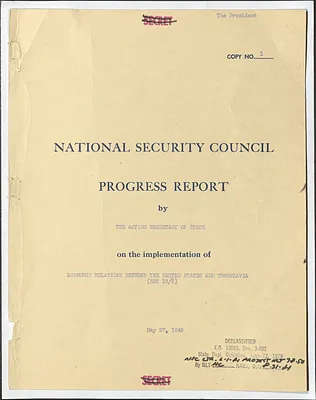 National Security Council Progress Report by the Acting Secretary of State on the Implementation of Economic Relations Between the United States and Yugoslavia (NSC 18/2)