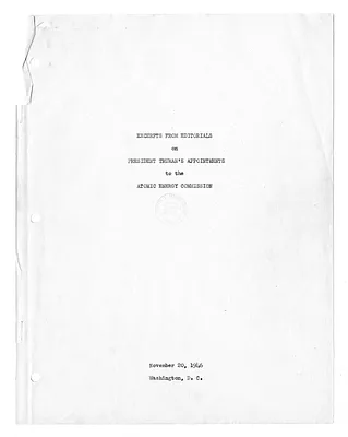 Report, Excerpts from Editorials on President Truman's Appointments to the Atomic Energy Commission