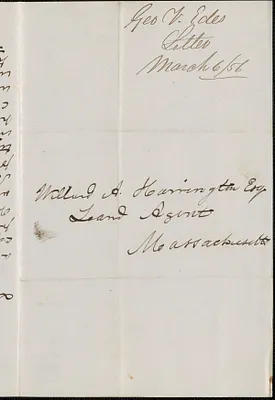 George V. Edes to W. A. Harrington, 6 March 1856