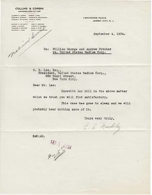 Letters Received to C.B. Lee, September 4, 1934