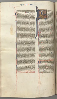 Fol. 214v, Psalm 1, historiated initial 8, David harping