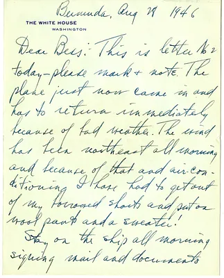 Letter from Harry S. Truman to Bess W. Truman