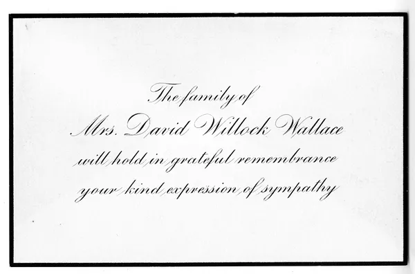 Mourning Card for David Willock Wallace