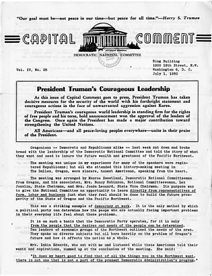 "Capital Comment," Democratic National Committee Newsletter, Volume IV, Number 25