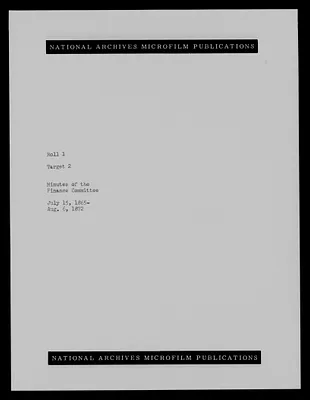 Minutes of the Finance Committee: July 15, 1865 - August 6, 1872