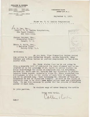 Letters Received to C.B. Lee, Josiah Stryker, Edwin F. Smith, September 9, 1927