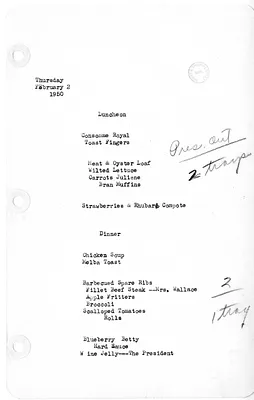 White House Luncheon and Dinner Menu