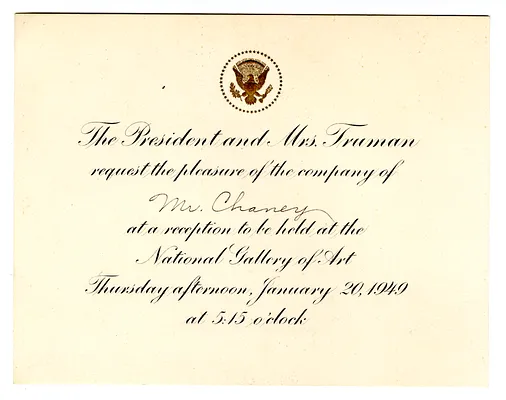 Invitation to Inaugural Reception at National Gallery of Art
