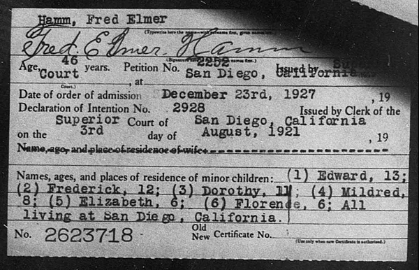 Hamm, Fred Elmer - 1927
