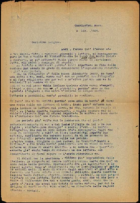 Bartolomeo Vanzetti typed letter (copy) to Luigia Vanzetti, Charlestown, 9 December 1923