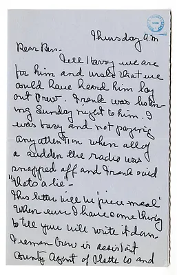 Letter from Natalie Wallace to Bess W. Truman