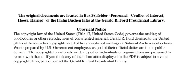 Personnel - Conflict of Interest: Hoose, Harned