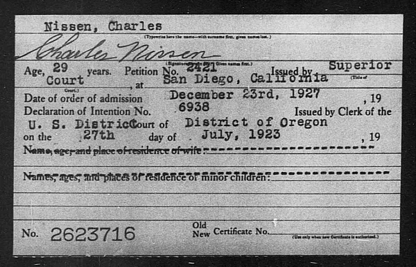 Nissen, Charles - 1927