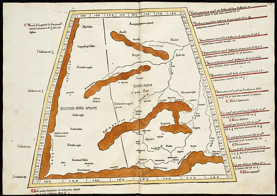 Octava Asie tabula continet Scythiam que citra Imaū est & seras
