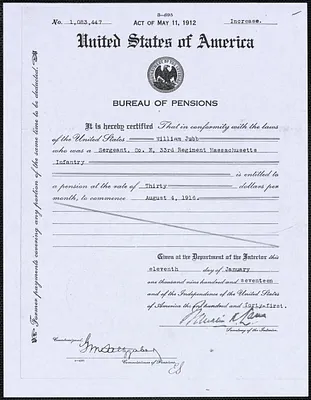 Federal pension document, 1917