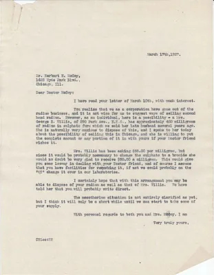 Letters Sent to Herbert N. McCoy, March 17, 1927