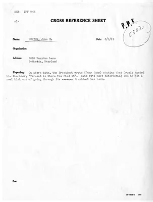 Cross Reference Memorandum