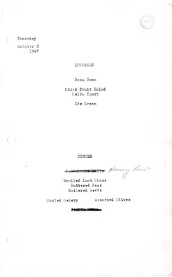 White House Luncheon and Dinner Menu