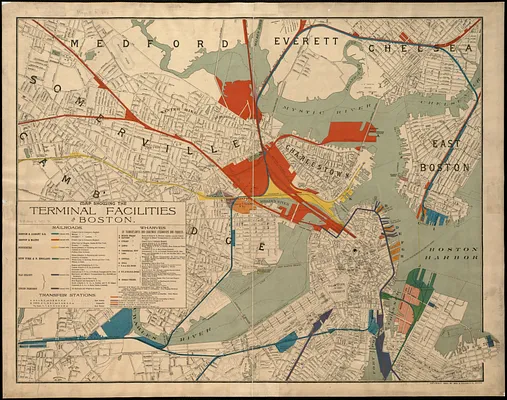 Map showing the terminal facilities of Boston