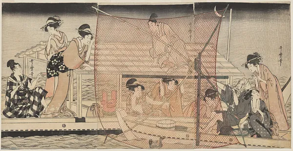 Net Fishing at Night on the Sumida River