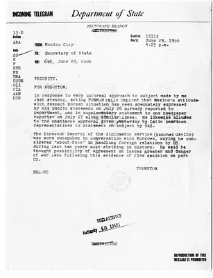 Telegram from Ambassador Walter Thurston to Secretary of State Dean Acheson