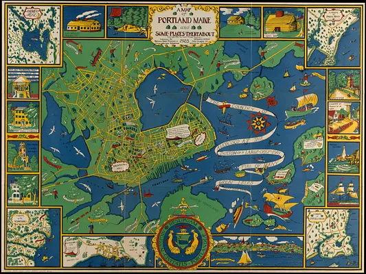 A map of Portland Maine and some places thereabout