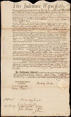 Mary Gullion indentured to apprentice with Oxenbridge Thatcher of Boston, 2 May 1753