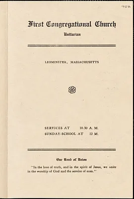 First Congregational Church, Unitarian, program & calendar for week beginning June 27, 1915