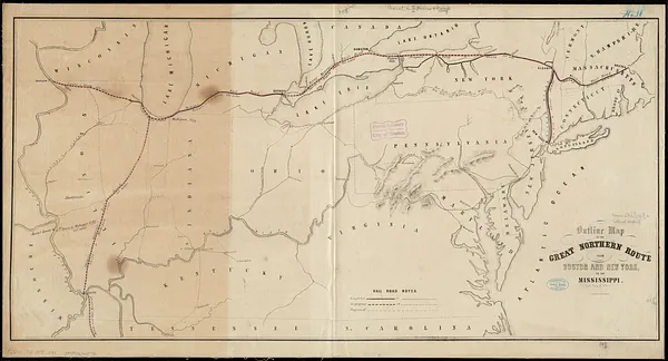 Outline map of the great northern route from Boston and New York to the Mississippi