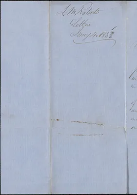 A. M. Roberts to W. A. Harrington, 4 January 1858