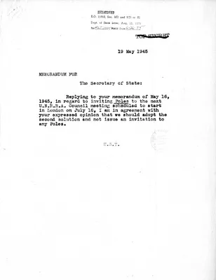Correspondence Between President Harry S. Truman and Acting Secretary of State Joseph Grew