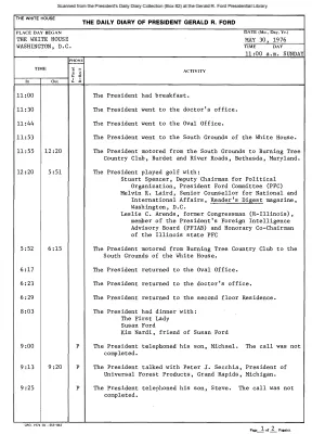 President Gerald R. Ford's Daily Diary, May 30, 1976