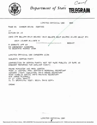AUSTRALIA - Prime Minister Gorton Vol. 2 of 2 May 6-7, 1969 [1 of 2]