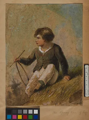 Young Boy with Hoop and Stick