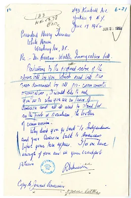 Letter from R. Schneider to President Harry S. Truman