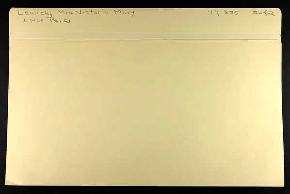 Lewicki, Mrs. Victoria Mary nee Pelc