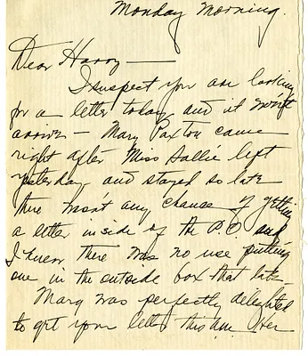 Letter from Bess W. Truman to Harry S. Truman