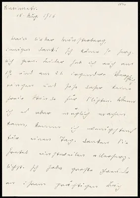 Kühnemann, Eugen, 1868-1946 autograph letter signed to Hugo Münsterberg, Cincinnati, Ohio, 15 August 1916