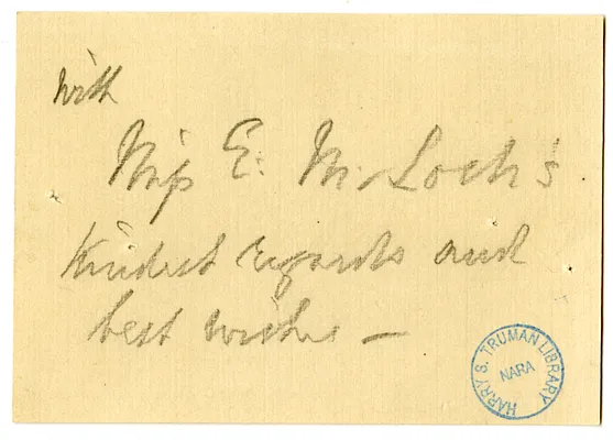 Wedding Gift Card from Miss E. M. Loch
