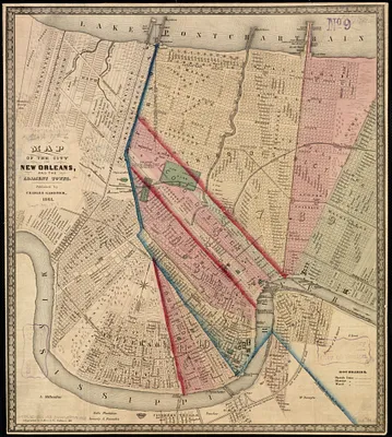 Map of the city of New Orleans, and the adjacent towns
