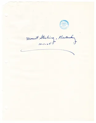 Reading Copy, Speech of President Harry S. Truman, Mount Sterling, Kentucky