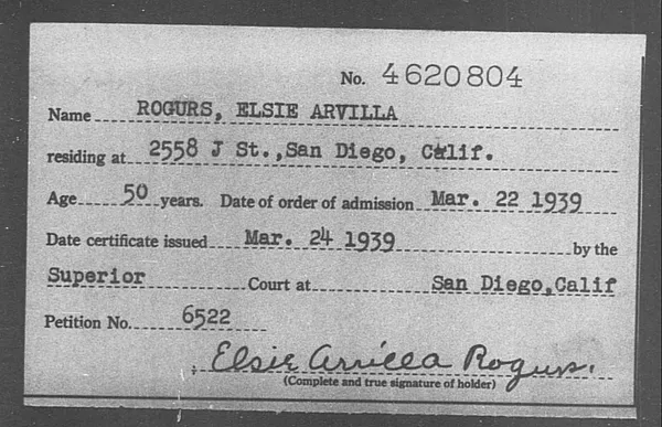 Rogurs, Elsie Arvilla - 1939