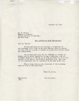 Letters Sent to Dr. G. Failla, December 14, 1934